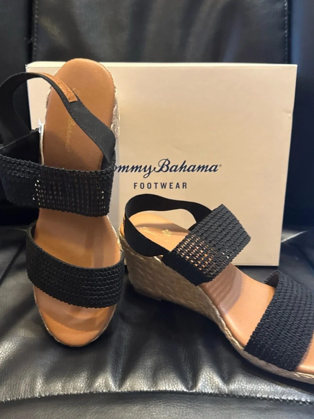 Brand new size 8.5 Tommy Bahama Women's Black Woven Espadrille Wedge Sandals